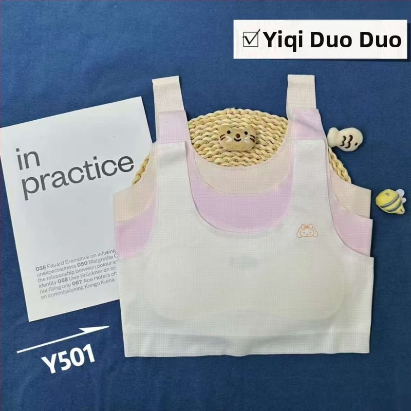 Športová podprsenka pre dievčatá, Yiqi Duoduo, bavlna, mäkké spracovanie, pre dievčatá od 8 rokov a výšku nad 140 cm, vhodný po celý rok