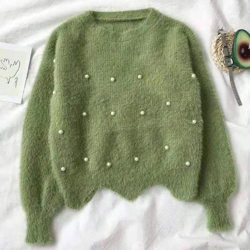 Ženski bez rukava pleteni džemper s dojmom lažne norke, korejski stil, okrugli izrez, poliester