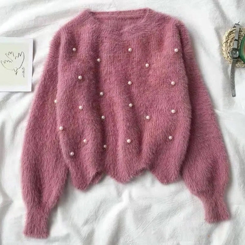 Ženski bez rukava pleteni džemper s dojmom lažne norke, korejski stil, okrugli izrez, poliester
