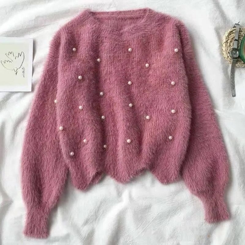 Ženski bez rukava pleteni džemper s dojmom lažne norke, korejski stil, okrugli izrez, poliester