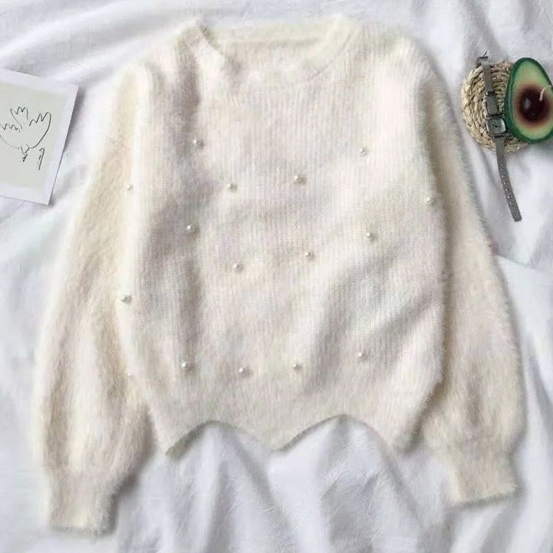 Ženski bez rukava pleteni džemper s dojmom lažne norke, korejski stil, okrugli izrez, poliester
