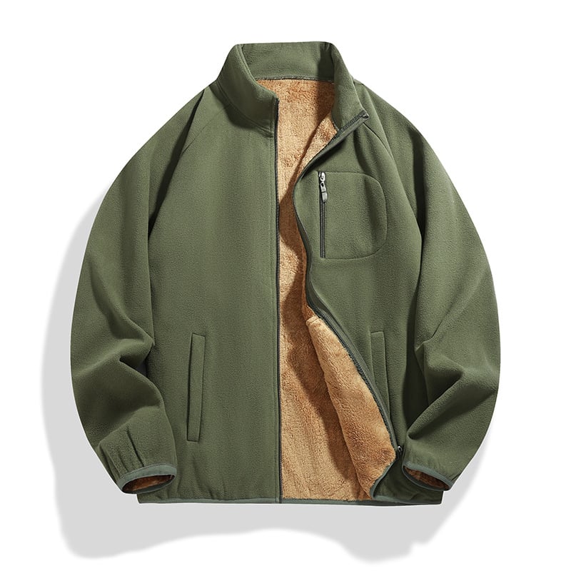 Φλις μπουφάν, στυλ καριγκάν, μονόχρωμο βασικό μοντέλο; ύφασμα: ανάμειξη συνθετικών ινών; επένδυση: πολυεστέρας; εποχές: φθινόπωρο και χειμώνας; unisex