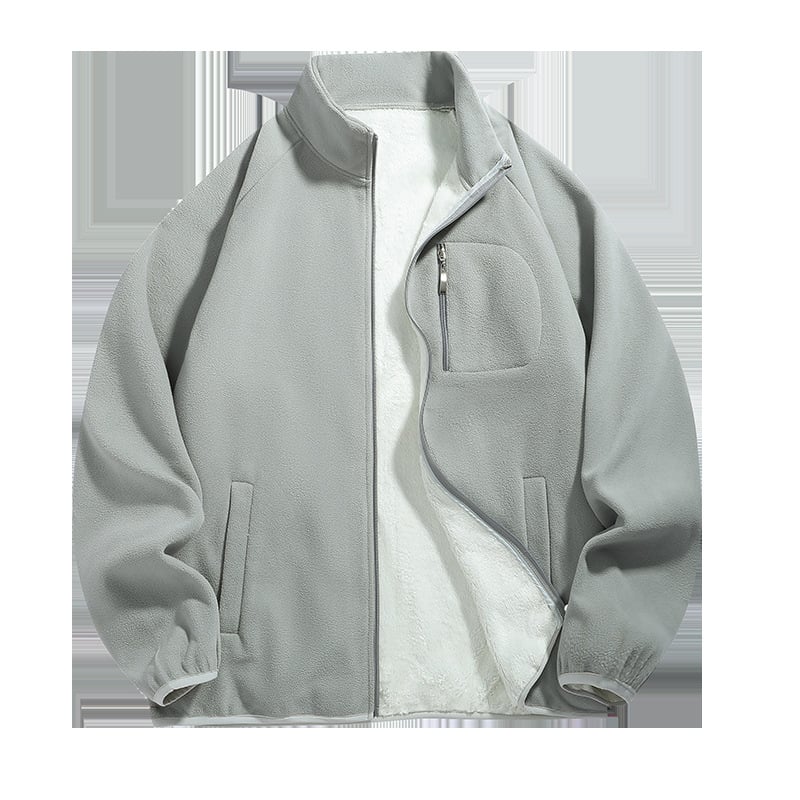 Φλις μπουφάν, στυλ καριγκάν, μονόχρωμο βασικό μοντέλο; ύφασμα: ανάμειξη συνθετικών ινών; επένδυση: πολυεστέρας; εποχές: φθινόπωρο και χειμώνας; unisex