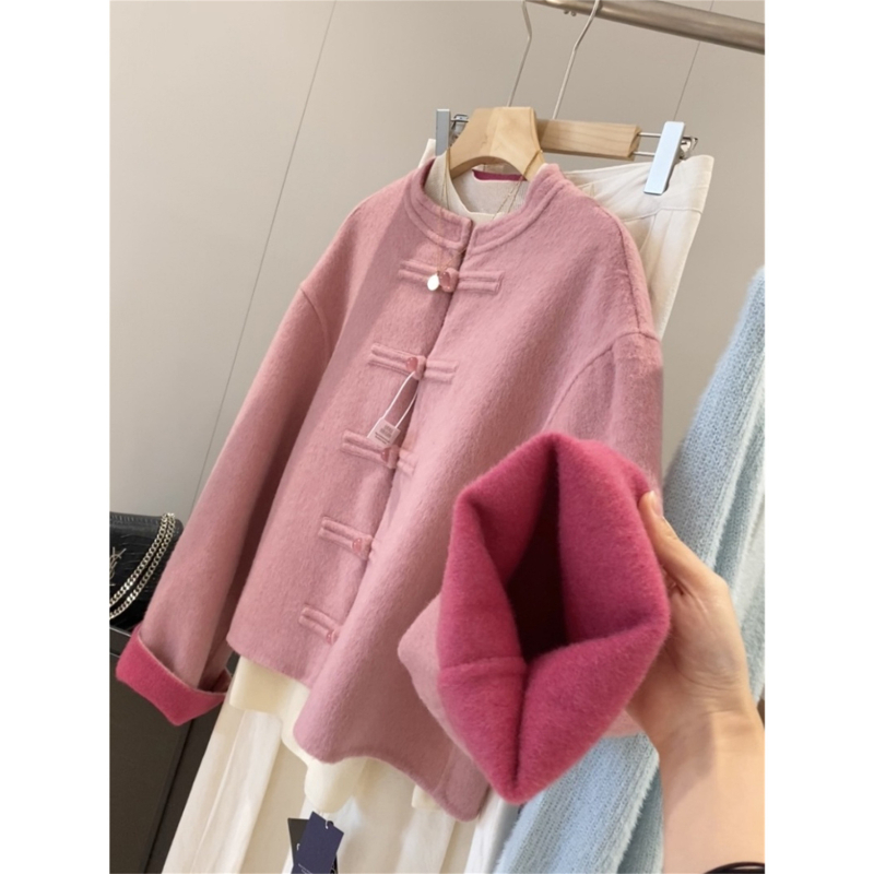 Ženski vuneni kaput, reverzibilan, ultra kratak, bez ovratnika, bez rukava, mješavina vune-kamelji-down-silk