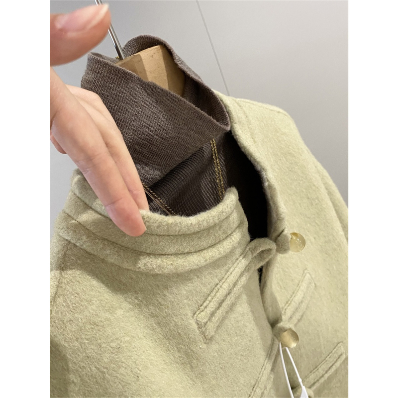 Ženski vuneni kaput, reverzibilan, ultra kratak, bez ovratnika, bez rukava, mješavina vune-kamelji-down-silk