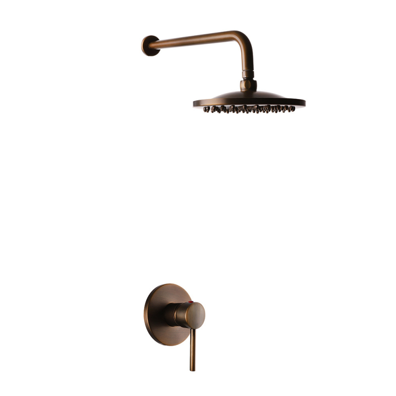 Bakreni tuš-set, ugrađen u zid, kišni način, model LE-8743, radna temperatura 0–100°C