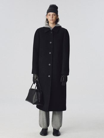 Női gyapjúkeverék kabát reverrel - hosszú testhossz, laza szabás, hosszú ujjú