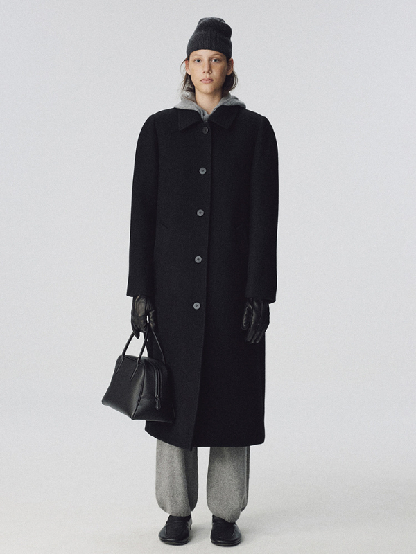 Női gyapjúkeverék kabát reverrel - hosszú testhossz, laza szabás, hosszú ujjú