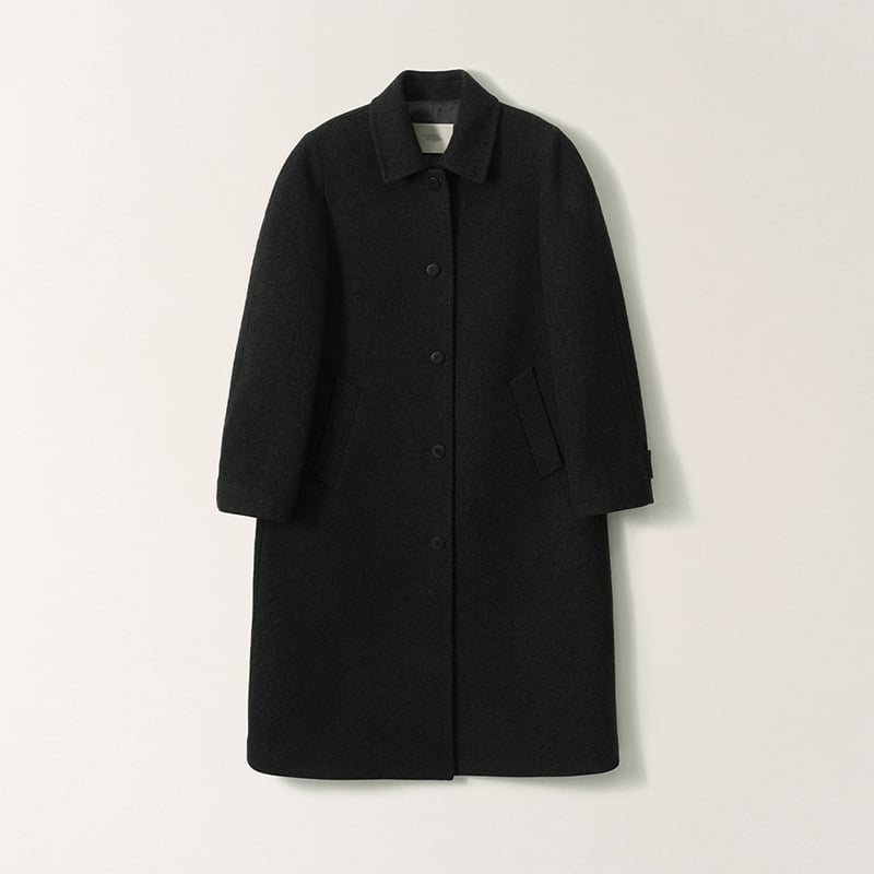 Női gyapjúkeverék kabát reverrel - hosszú testhossz, laza szabás, hosszú ujjú