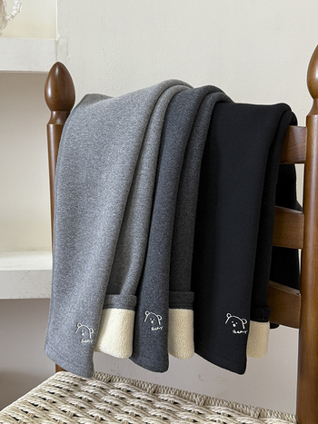 Bomier Dječje Ženske Zimske Debele Pamuk Leggings S Vezom, Fleec Podstava, Elastični Struk, Srednji Struk, Bez Otvora V Preklopu, 140 cm+