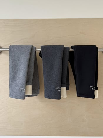 Bomier Dječje Ženske Zimske Debele Pamuk Leggings S Vezom, Fleec Podstava, Elastični Struk, Srednji Struk, Bez Otvora V Preklopu, 140 cm+