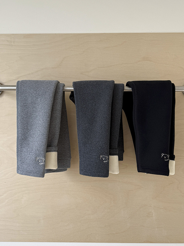 Bomier Dječje Ženske Zimske Debele Pamuk Leggings S Vezom, Fleec Podstava, Elastični Struk, Srednji Struk, Bez Otvora V Preklopu, 140 cm+