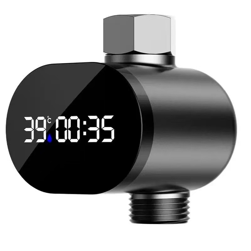 Termometru de duș pentru robinet, cu controlul temperaturii și afișaj LED (ABS, 0–60°C, ieșire mixtă, montaj spiral)