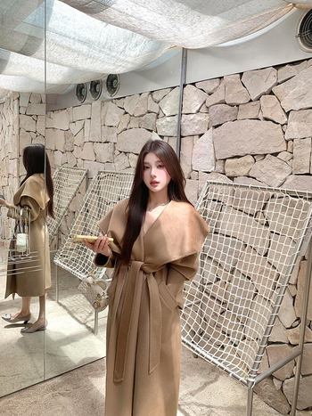 Ženski vuneni kaput od ovčje vune, udoban kroj, dugački model, rever, Zima 2025