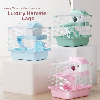 Kavez za hamstera s trkaćim kolom, posuda za vodu, kućica u stilu dvorca, luksuzna dvokatnica vila – Brand Unique, za hamstera, Materijal: Drugo
