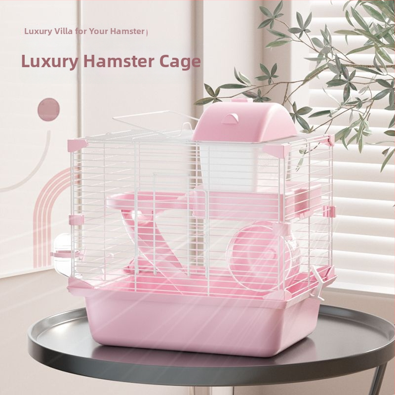 Kavez za hamstera s trkaćim kolom, posuda za vodu, kućica u stilu dvorca, luksuzna dvokatnica vila – Brand Unique, za hamstera, Materijal: Drugo