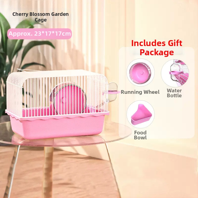 Kavez za hamstera s trkaćim kolom, posuda za vodu, kućica u stilu dvorca, luksuzna dvokatnica vila – Brand Unique, za hamstera, Materijal: Drugo