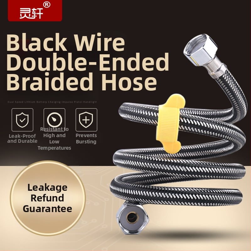 Furtun din oțel inoxidabil împletit pentru apă caldă și rece, presiune înaltă 1.6 MPa, -20°C până la 120°C, montaj spiral