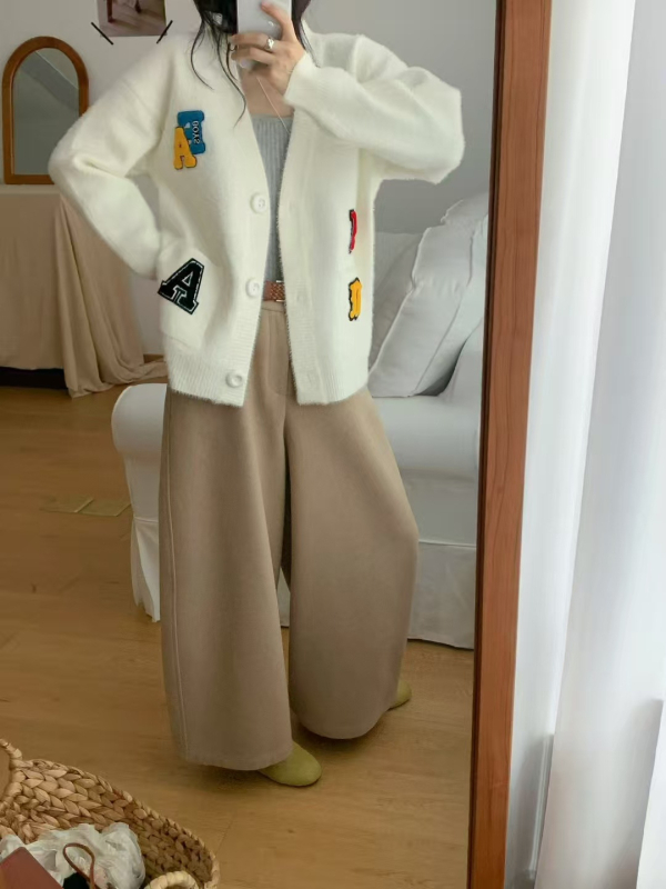 Ženski kardigan od umjetnog mink velura, kratki model, 3D uzorak, slobodan kroj, okrugli izrez