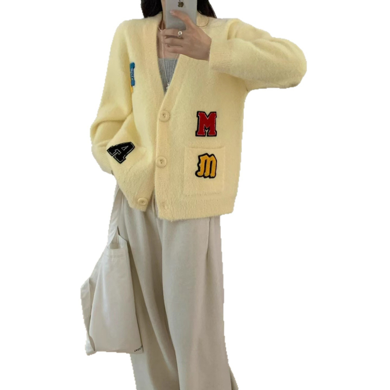 Ženski kardigan od umjetnog mink velura, kratki model, 3D uzorak, slobodan kroj, okrugli izrez