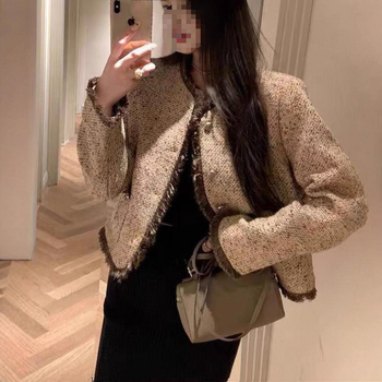 Ženska jesenska jakna u Chanel stilu, elegantna tkanina od poliestera