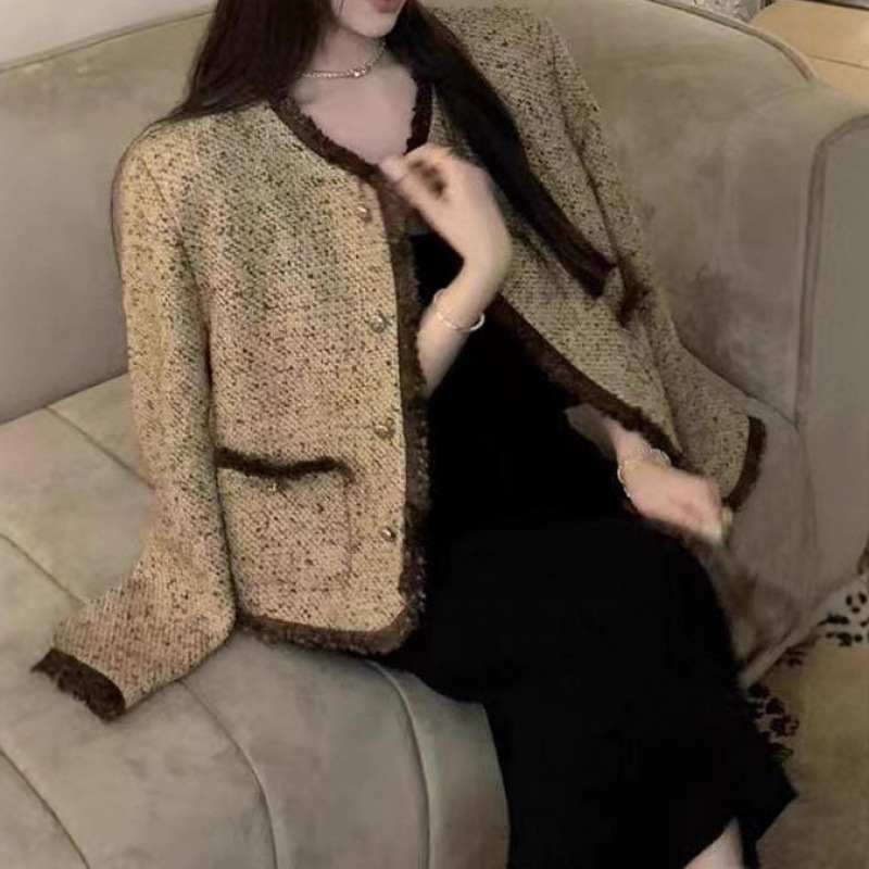 Ženska jesenska jakna u Chanel stilu, elegantna tkanina od poliestera