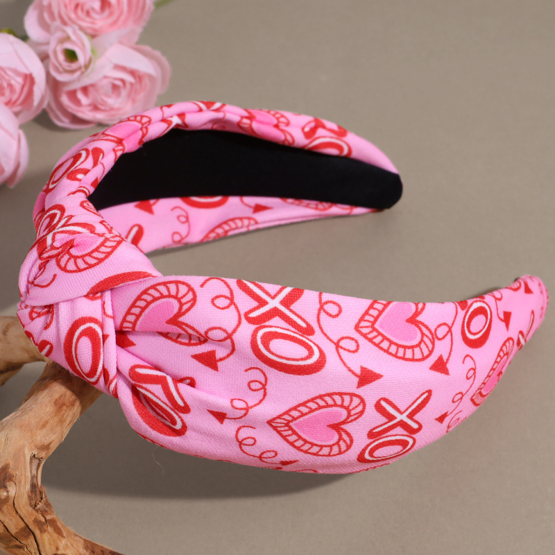 Szövetből készült női hajpánt, kézzel készített, csomóval és szív mintával