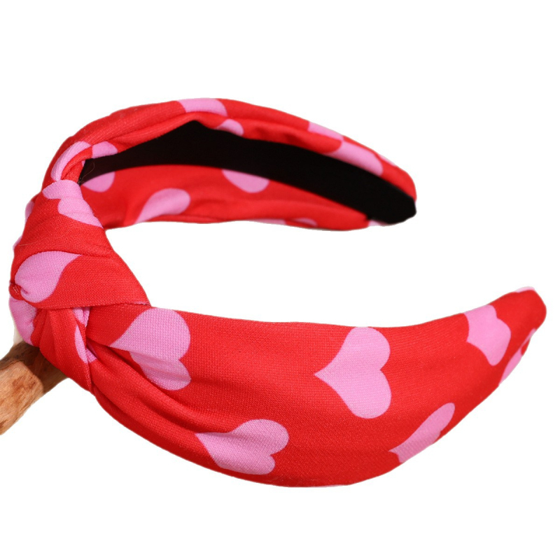 Szövetből készült női hajpánt, kézzel készített, csomóval és szív mintával