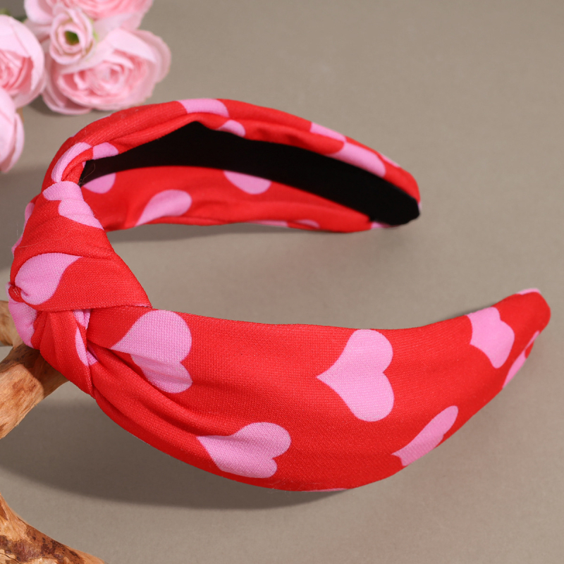 Szövetből készült női hajpánt, kézzel készített, csomóval és szív mintával