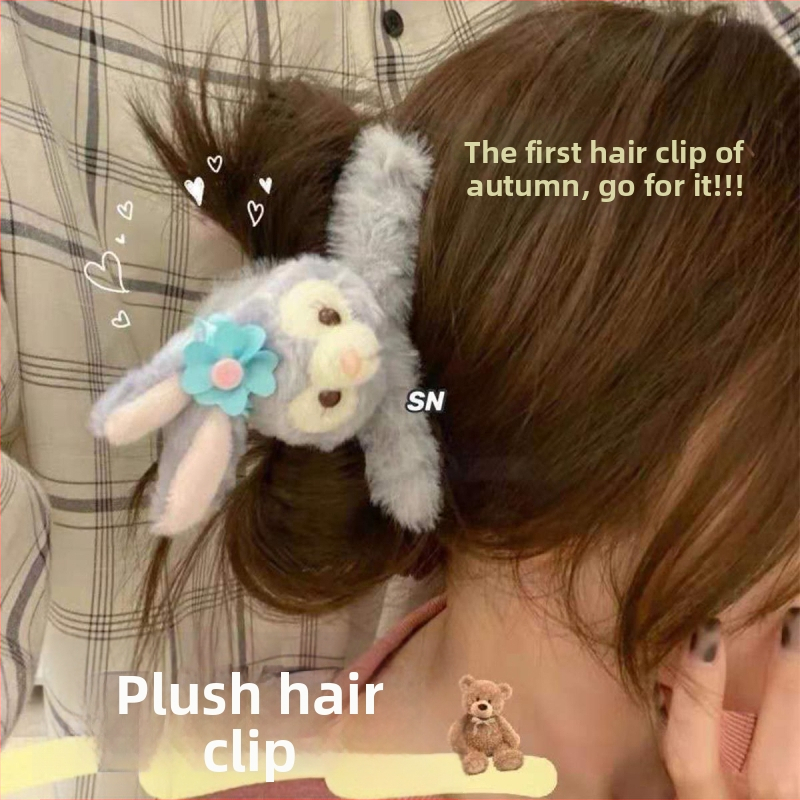 Clip de păr din pluș, lucrat manual, cu design de rechin, pentru partea din spate a capului, Cortex material, stil natural