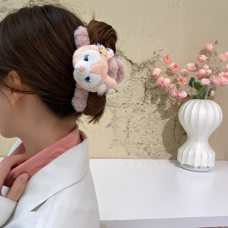 Clip de păr din pluș, lucrat manual, cu design de rechin, pentru partea din spate a capului, Cortex material, stil natural