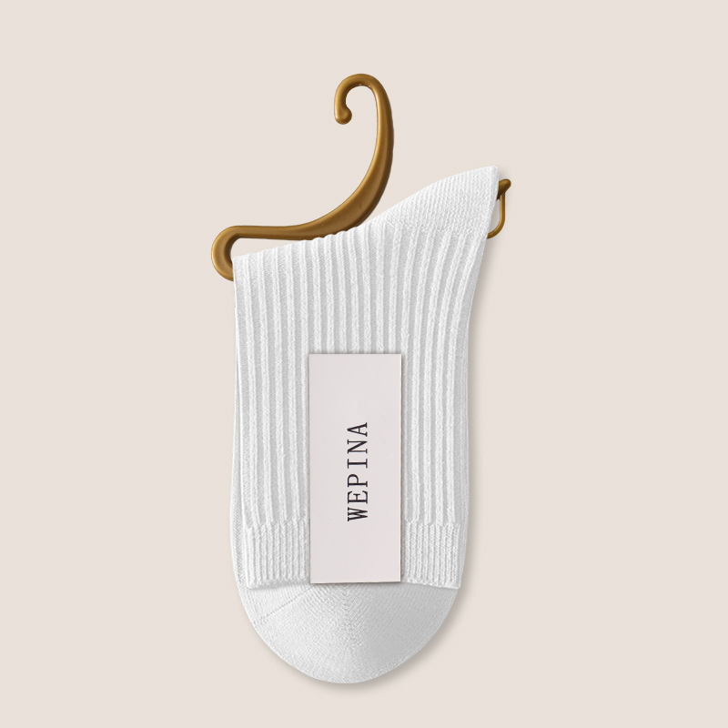 Dámske ponožky z 100% bavlny, stredná dĺžka, všetky ročné obdobia, jednofarebné, absorbujú pot a zabraňujú zápachu