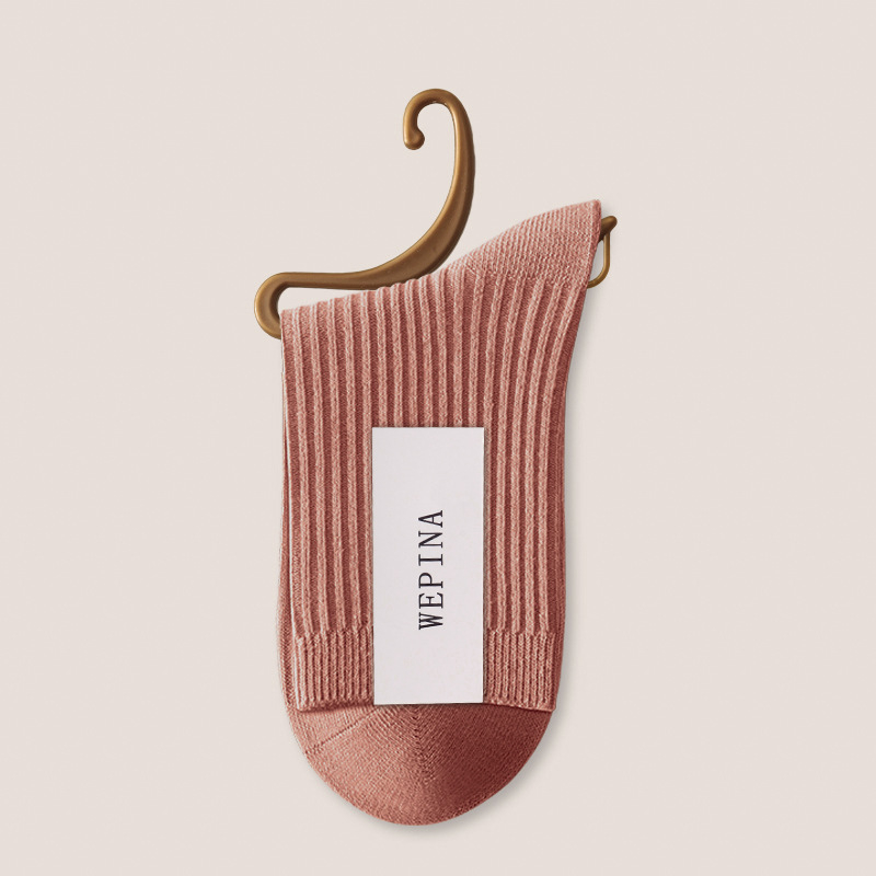 Dámske ponožky z 100% bavlny, stredná dĺžka, všetky ročné obdobia, jednofarebné, absorbujú pot a zabraňujú zápachu