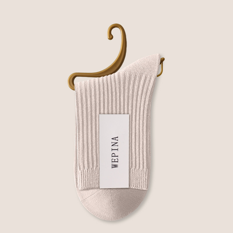 Dámske ponožky z 100% bavlny, stredná dĺžka, všetky ročné obdobia, jednofarebné, absorbujú pot a zabraňujú zápachu