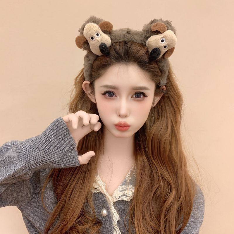 Bentiță de păr din pluș cu cățeluș – Handmade, toamnă 2025, stil coreean, design proaspăt și dulce