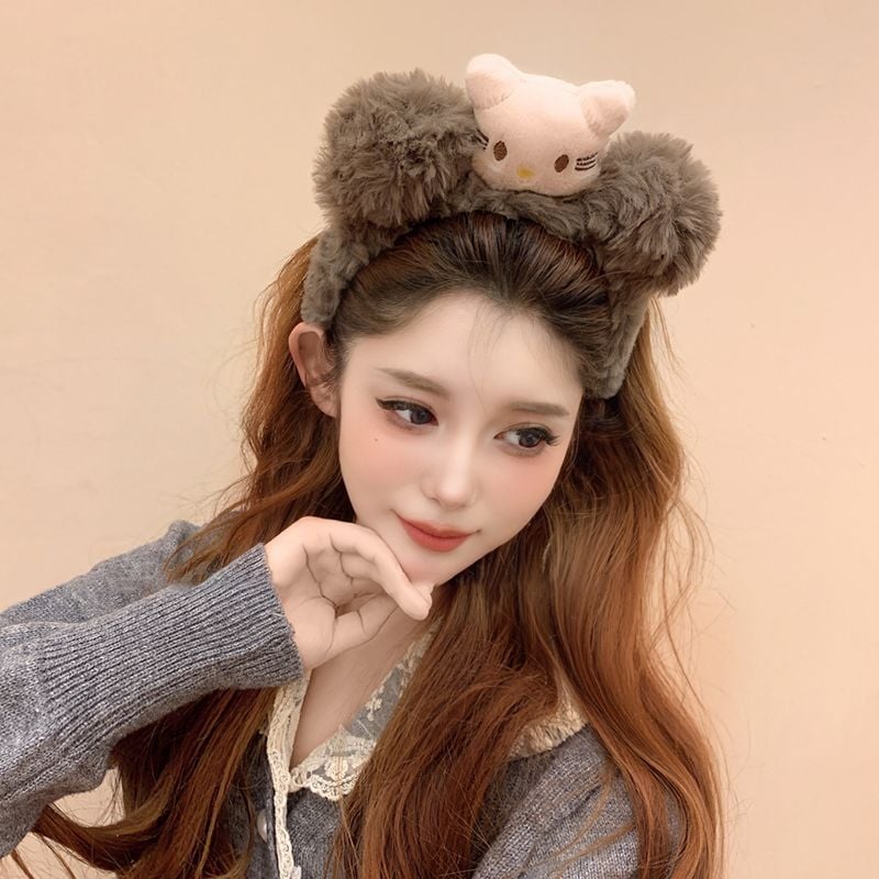 Bentiță de păr din pluș cu cățeluș – Handmade, toamnă 2025, stil coreean, design proaspăt și dulce