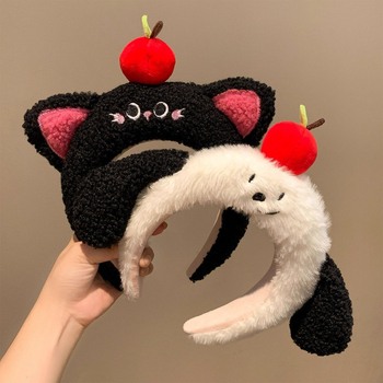 Bandă pentru păr din pluș pentru spălarea feței, stil drăguț, făcută manual, pentru femei