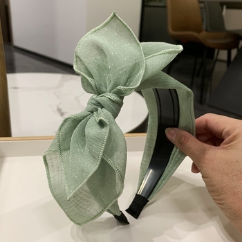 Bandă de păr în stil coreean, cu funda și dinți pentru prindere, din plasă dantelată, lucrată manual, pentru femei (Material: plasă; Stil: coreean; Proces: manual; Categoria: accesorii pentru păr)