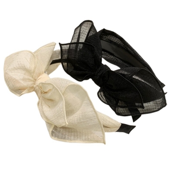 Bandă de păr în stil coreean, cu funda și dinți pentru prindere, din plasă dantelată, lucrată manual, pentru femei (Material: plasă; Stil: coreean; Proces: manual; Categoria: accesorii pentru păr)