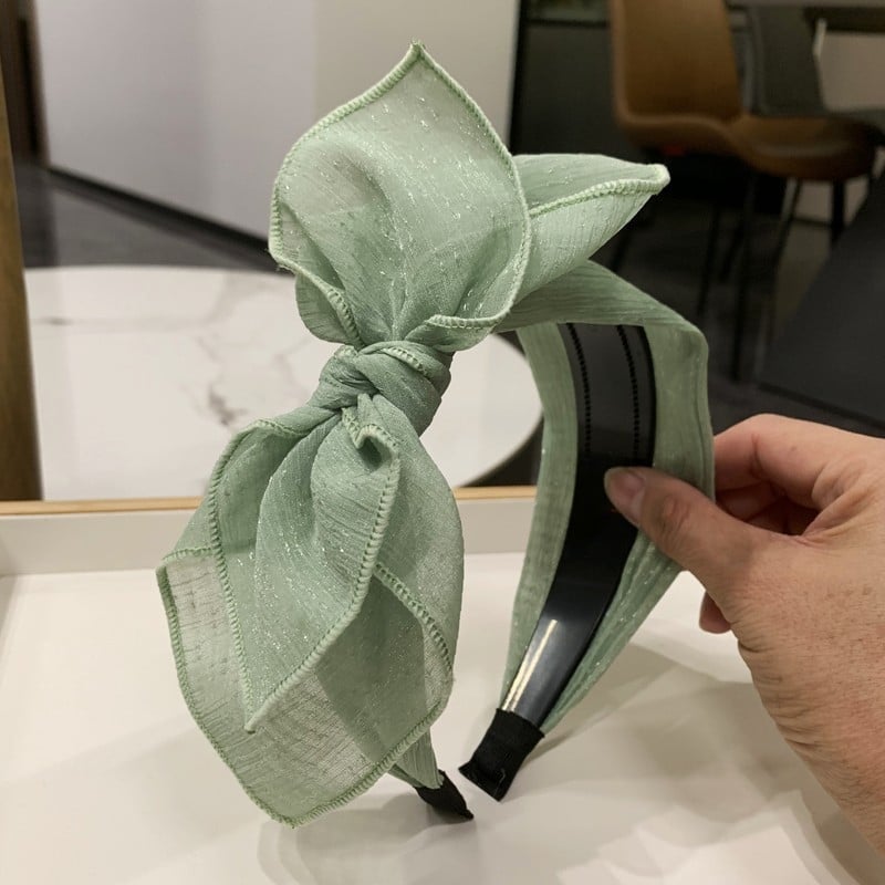 Bandă de păr în stil coreean, cu funda și dinți pentru prindere, din plasă dantelată, lucrată manual, pentru femei (Material: plasă; Stil: coreean; Proces: manual; Categoria: accesorii pentru păr)