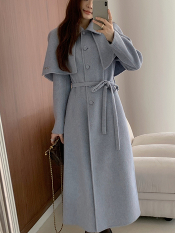 SN Kétoldalas kézzel varrt báránygyapjú kabát, hosszú, karcsú szabás, 95% gyapjú + <30% poliészter, téli szezon 2025, CF-519