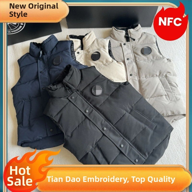 Unisex vesta s výplňou z bieleho kačacieho peria, stojací golier, vodeodolná, nylonový povrch, modalová podšívka