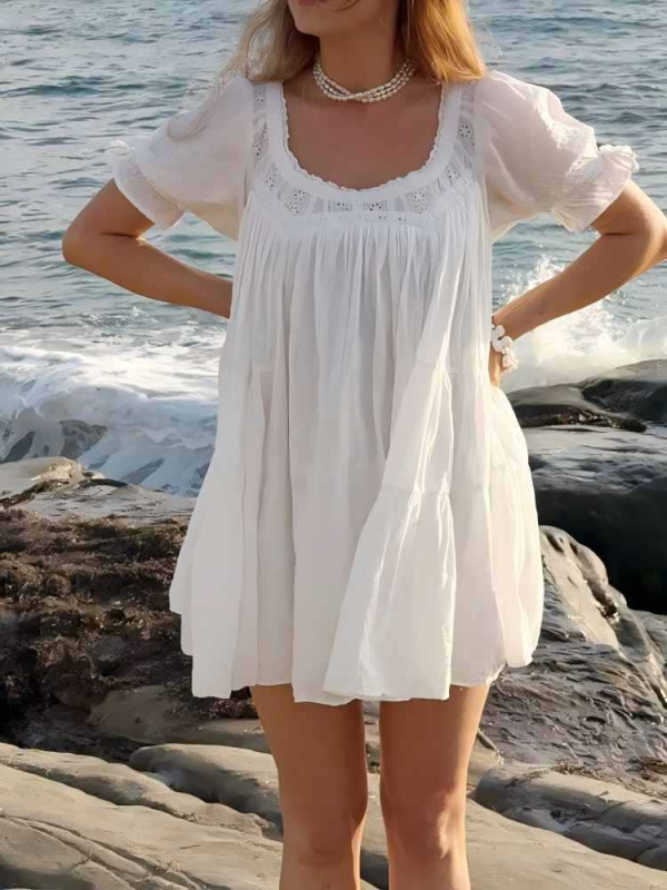 Pamučna haljina s kolaznim detaljima, elegantan gradski stil, ljeto 2025