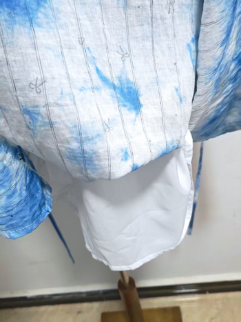 Haljina s tie-dye, patchwork stilom, dugački kroj, ovratnik u obliku slova U