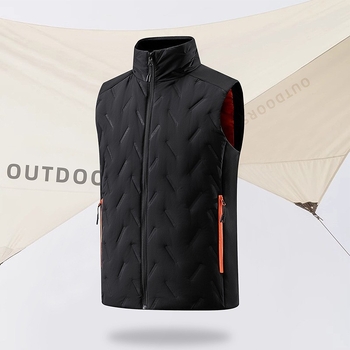 Γιλέκο χωρίς μανίκια - Unisex, γέμισμα από βαμβάκι, ύφασμα πολυεστέρα, ψηλός γιακά, αντιανεμικό και διαπνέον