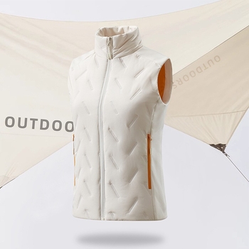 Γιλέκο χωρίς μανίκια - Unisex, γέμισμα από βαμβάκι, ύφασμα πολυεστέρα, ψηλός γιακά, αντιανεμικό και διαπνέον