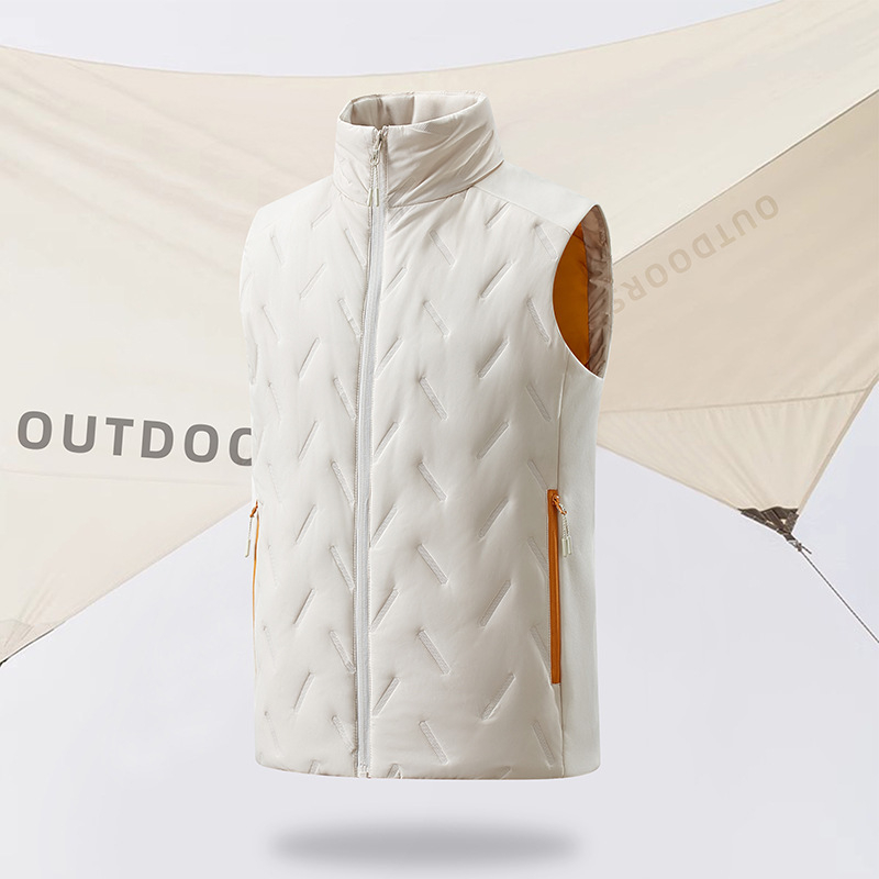 Γιλέκο χωρίς μανίκια - Unisex, γέμισμα από βαμβάκι, ύφασμα πολυεστέρα, ψηλός γιακά, αντιανεμικό και διαπνέον