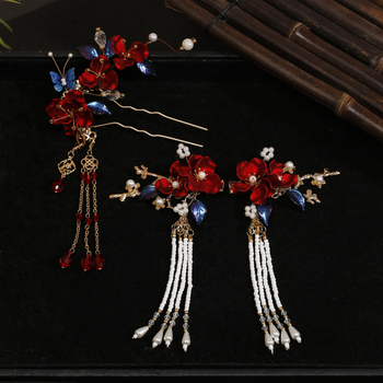 Menyasszonyi hajdísz készlet, virág alakú, ötvözet, kézzel készített, vintage stílus, tavasz 2025