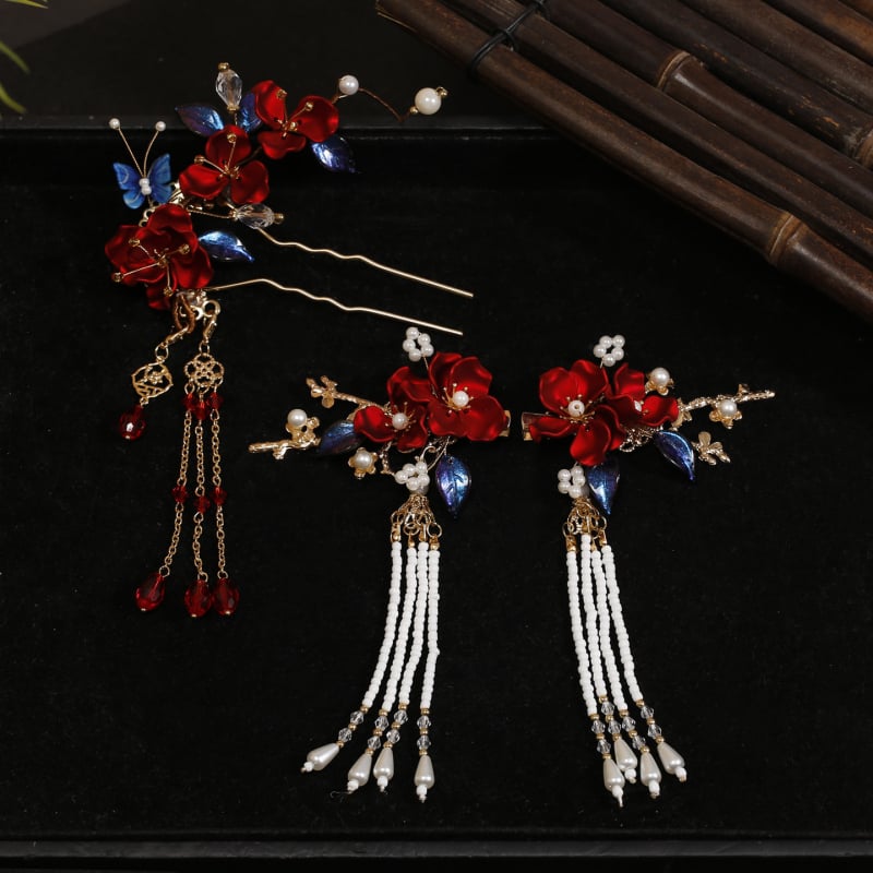 Menyasszonyi hajdísz készlet, virág alakú, ötvözet, kézzel készített, vintage stílus, tavasz 2025