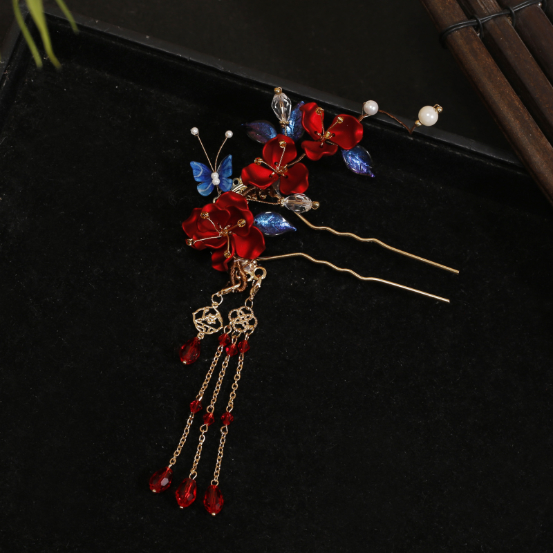 Menyasszonyi hajdísz készlet, virág alakú, ötvözet, kézzel készített, vintage stílus, tavasz 2025